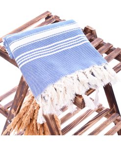 Paris Turkish Throws Towels – Peshtemal Beach Towels Blue 3