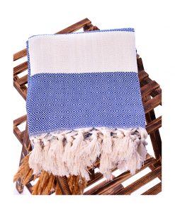 Santiago Diamond Turkish Towels – Peshtemal Beach Towels Blue 2 2
