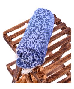 Santiago Diamond Turkish Towels – Peshtemal Beach Towels Blue 2 3