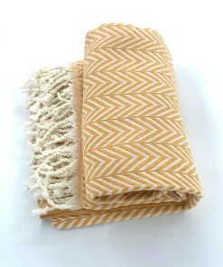 Kito Herringbone Double Sided Turkish Towels Peshtemal Beach Towels Yellow 1
